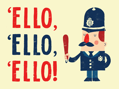 'Ello, 'ello, 'ello! bobby british copper jubilee queen retro summer typography vintage