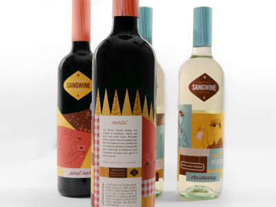 sangwine california design diecut illustration wine