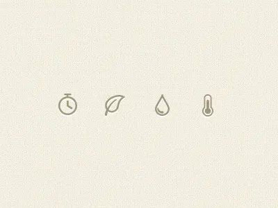 Icons drop droplet icons leaf stopwatch temperature time timer water