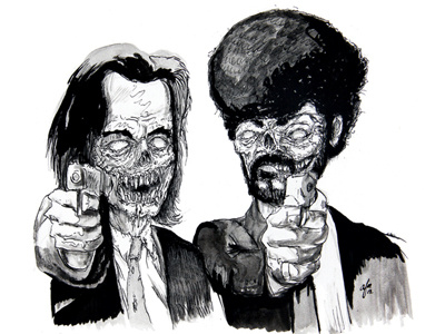 Zombie Fiction gun horror john travolta nib nib pen pulp fiction samuel l jackson skull zombie