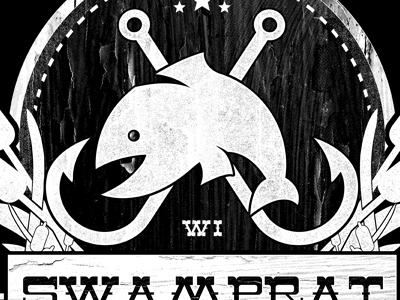 Swamprat Outdoors branding design fish hook logo outdoors ribbon swamp