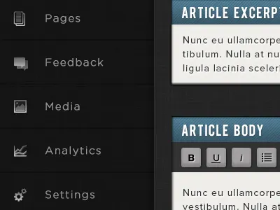 Simplistic CMS WYSIWYG blue clean cms content management dark linen professional purple simple simplistic steel blue ux webapp wysiwyg