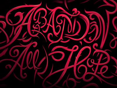 Abandon All Hope abandon all black dante divine comedy hope illustration pink quote red type vector