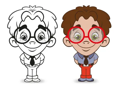AndyToonz Nerdy Kid cartoon character character design cute illustration illustrator nerd