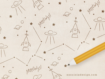 space pattern greetings pencil rocket sketch space star stars ufo