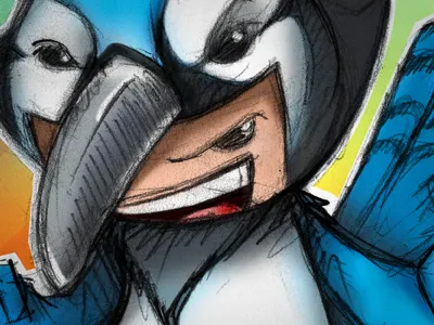 Bluejay bird blue character character design cute illustration pencil sketch