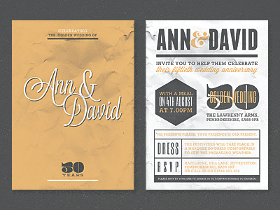 Finished Invite 50 golden invitation invite print texture typography wedding