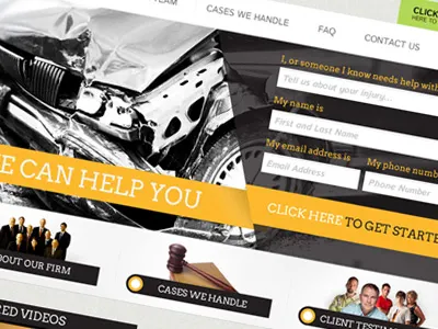 Client Mockup attorney car contact form design diagonal lawyer orange web