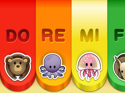 Colorful keyboard animals app bear children compose doremi ipad jellyfish keyboard kids music notes octopus ui zoo