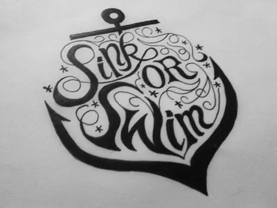 Sink or Swim anchor custom drawn hand or sink swim type