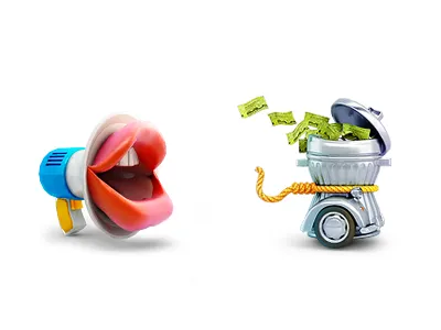 Share & Trash bags icons megafon share trash wheel