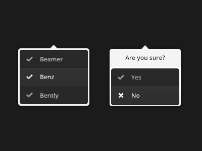 Beamer, Benz or Bently? application dropdown menu