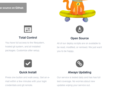 Nosegrind Features drew wilson features helvetica neue landing page marketing pictos ui
