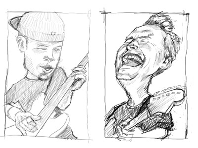 Ament and McCready caricature charcoal digital pearl jam sketch