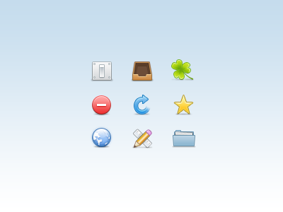 32px - More still! 32px clover delete earth folder globe icons inbox leaf open pencil reload ruler star switch