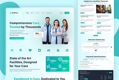 Medflow- Patient-Centric Healthcare Services health care ui helthcare landing page hospital webdesign