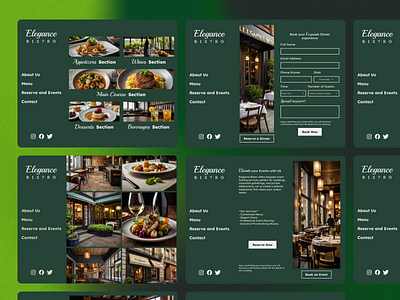 Elegance Bistro - Website for a restaurant branding cafe design green hotel menu restaurant ui unique webdesign