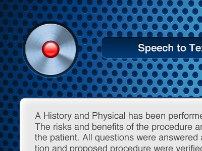 Speech to Text ehr input ipad metal grid mobile record speech ui