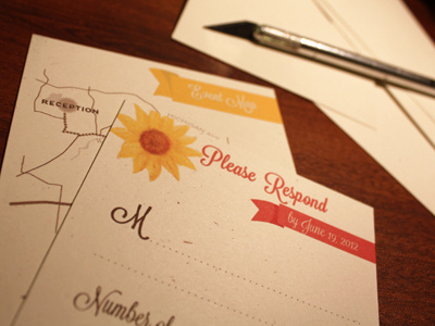 Invitation Set : Howley's french paper hand drawn illustration invitations lost type co op sunflower