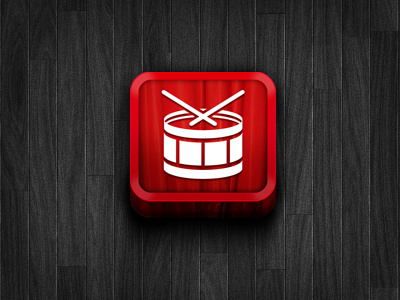 First iOS icon 3d button drums icon ios red