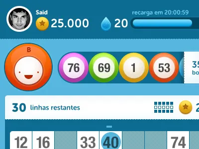 Preview of a bingo game app ball bingo button card coin design drop droplet facebook game games gold hud icon icons illustration interface ios ipad social ui web