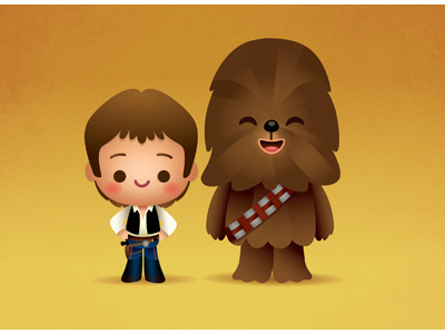 Kawaii Han and Chewie chewbacca cute han solo kawaii may the 4th be with you star wars