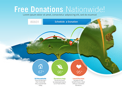 Free Donations green map stats tree usa website