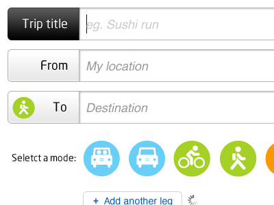 Log form fields form interface log transportation travel trip trips