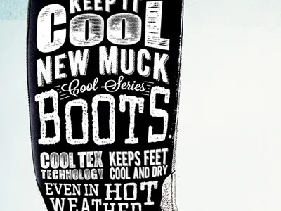 Boot Ad arched big blue boots cool distressed lockup type typography vintage