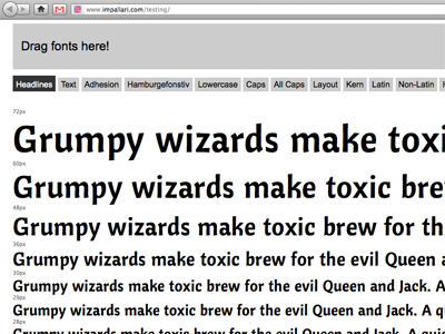 Drag-And-Drop Font Testing Page app font fonts free specimen test testing tool type type design typeface typography webfont webfonts
