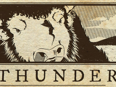 King Thunder Productions logo bison logo woodcut