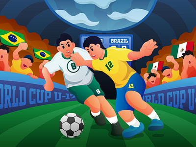 World Cup U-17 - Soccer Illustration cartoon cartoon illustration flat design flat design illustration flat illustration footbal gradient design gradient illustration graphic design illustration illustration design soccer soccer illustration ui illustration