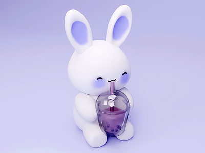 3D rabbit with Boba tea🧋 3d 3d animal 3d animation 3d art 3d boba tea 3d modeling abstract 3d calm colorful creative visuals cute design futuristic minimalistic rabbit realistic smiling