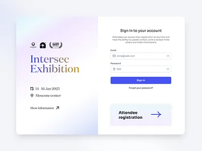 Exhibition Signup landing page signin signup ui ux