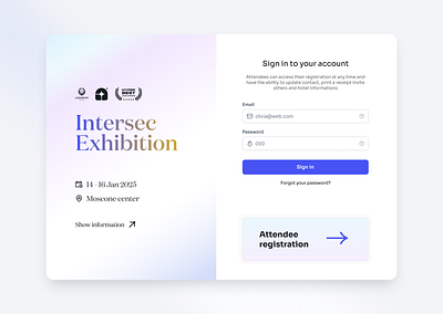 Exhibition Signup landing page signin signup ui ux