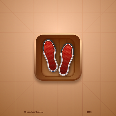 Skeuomorphic Step Tracker Icon app artist branding design figma fitness graphic design icon illustration mobile skeuomorphic ui web