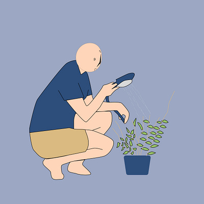 man watering plants wallpaper