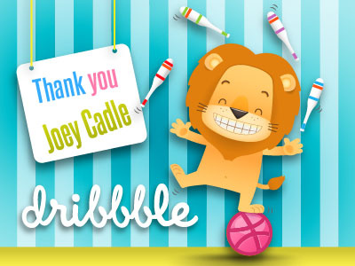 Thank you Joey! draft illustration invite lion vector