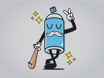 SprayMan anmlhse bat can fun illustraton mustache offset spray street