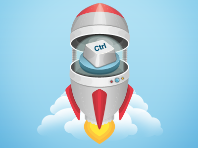 KeyRocket Illustration artcore clouds illustration rocket sky space shuttle