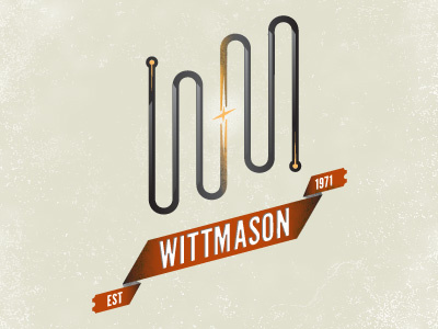 Final Wittmason.com logo banner filament glow logo logotype orange retro spark