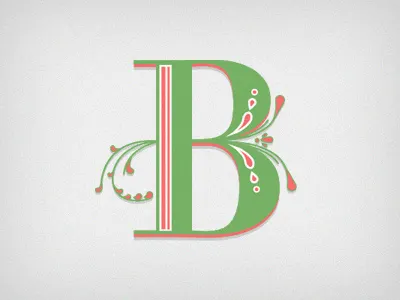 B design drop cap green typography