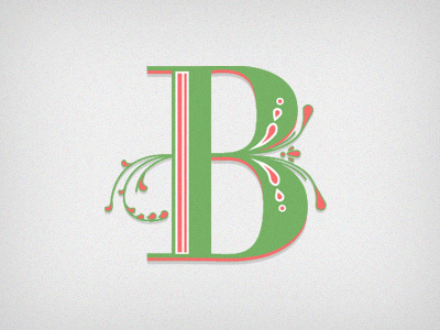 B design drop cap green typography