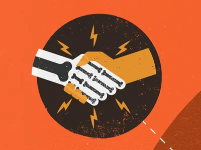 Buzz buzzer handsake illustration poster shock