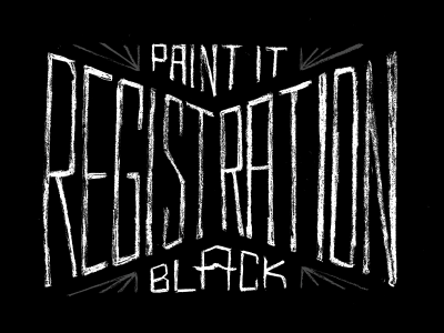 Registration Black hand type typography