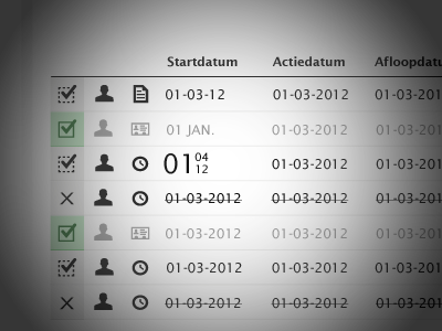 Date layouts date icons table todo