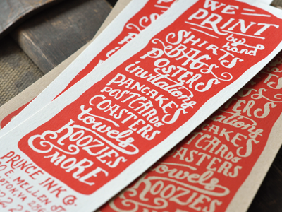 We print pancakes! bookmark flyer hand drawn ink pancakes screen print