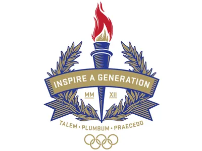 Inspire A Generation (final) banner crest flame olympics torch wreath