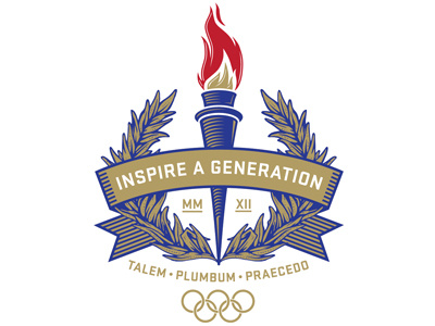 Inspire A Generation (final) banner crest flame olympics torch wreath