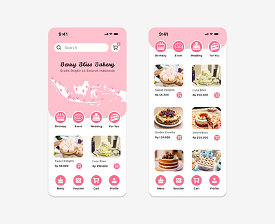 Cake Shop UI Design 🍰 bakery app cake shop e commerce design figma minimalist design mobile app design modern ui pink design ui design ux design